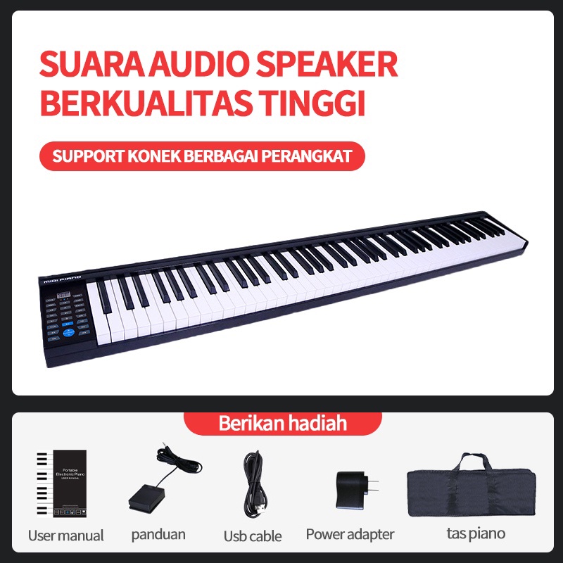HKJ MIIGO Piano Elektronik Multifungsi, Piano 88-Key, Piano Elektronik Profesional Rumah Pintar