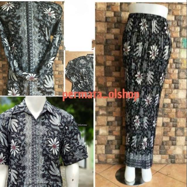 COD Couple Batik Silky motif Pisang Silver / Kemeja Batik Pendek / Kemeja Batik Panjang