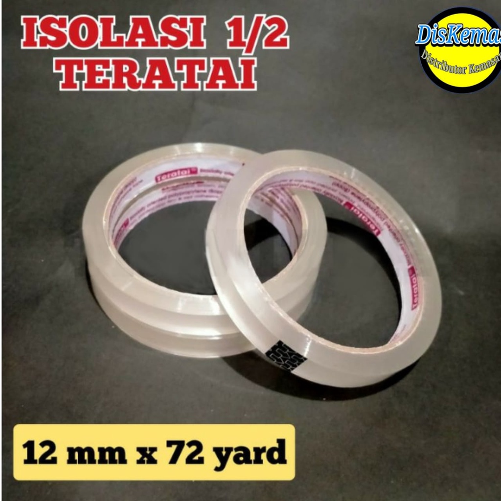 

Isolasi Lakban Teratai Bening Transparan Opp Tape 1/2 inch 72 yard