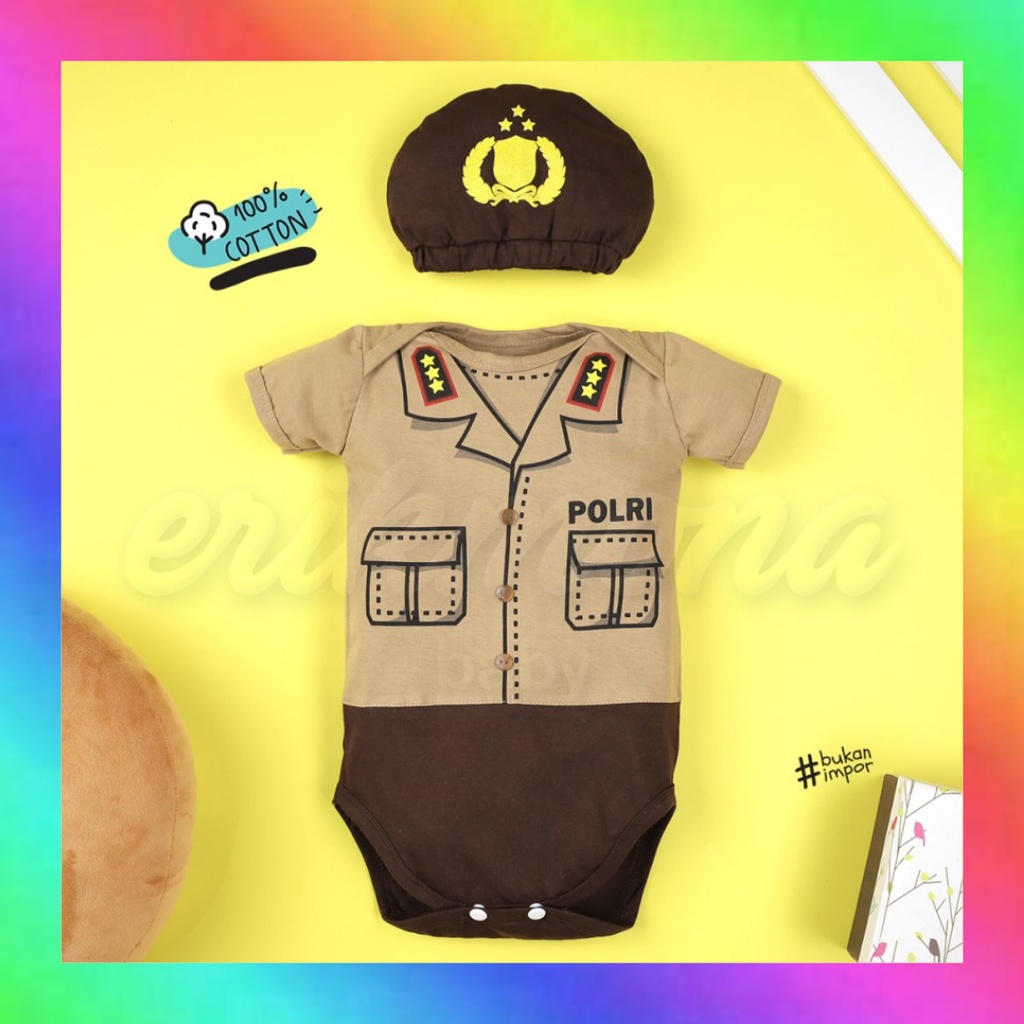 Baju bayi jumper baby bodysuit newborn jumpsuit romper polisi
