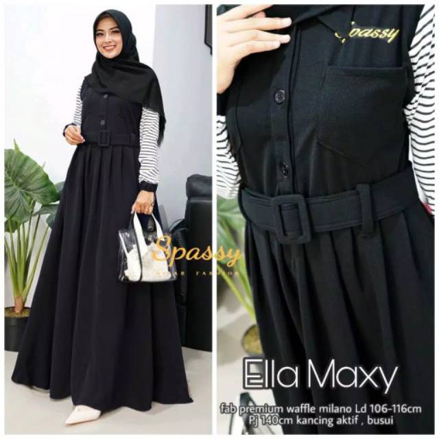 Gamis Ella Maxy Ori Spassy Bahan Premium Waffle Milano Shopee Indonesia