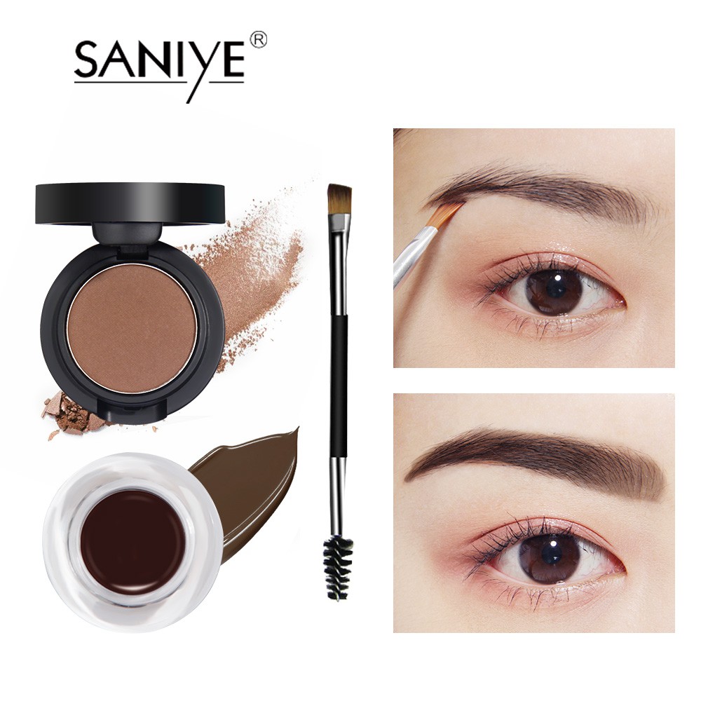 SANIYE 4 In 1 Besar Double Layer Gel Alis 3D Kecantikan Eyebrow Powder Eyebrow Gel With Brush With Mirror M250