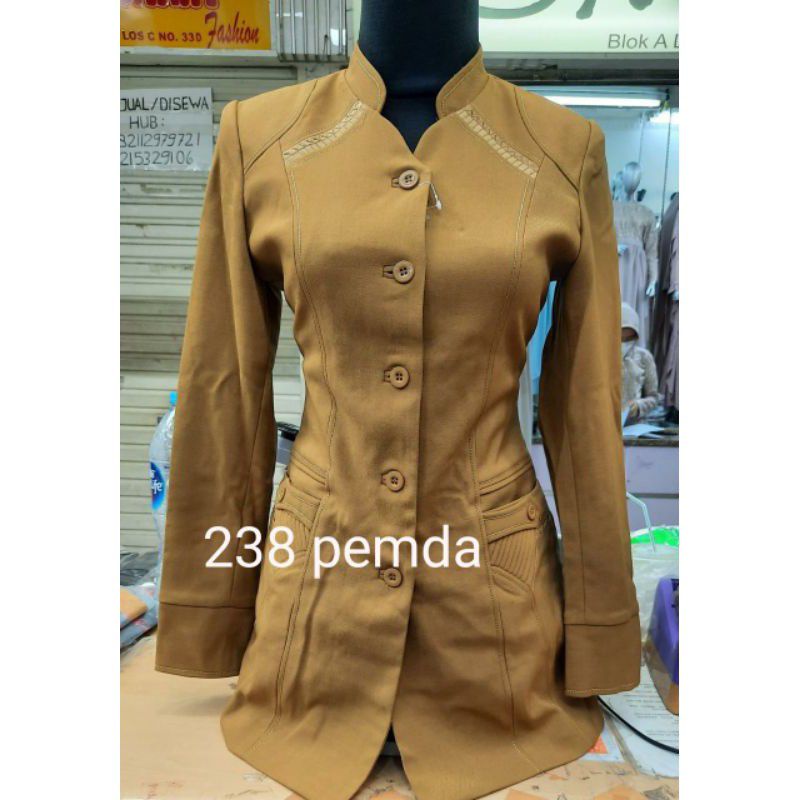 TERBARU SET BLAZER AZKIA BLAZER BAJU SERAGAM  PEMDA DINAS PNS WANITA KERAH SHANGHAI MODIS PANJANG