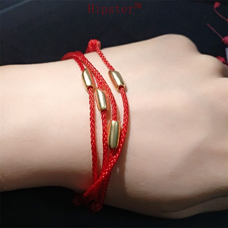 New Retro Classic Features Braided Rope Couple Gold Bracelet