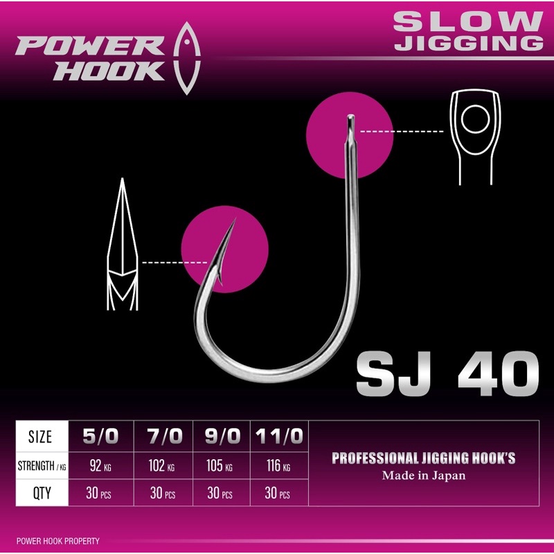 Slow jigging power hook SJ40 1 box isi 30pcs