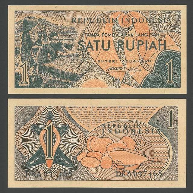 UANG KUNO INDONESIA - SANDANG PANGAN 1961 Rp 1