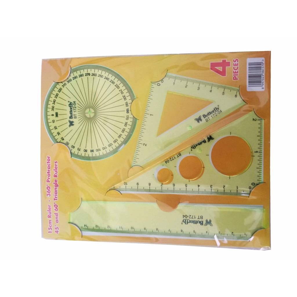 Penggaris Mathematical Set 4 pcs Multiwarna