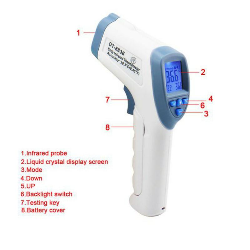 Termometer tembak digital dahi Thermo gun infrared alat pengukur suhu tubuh badan infra merah thermometer non contact