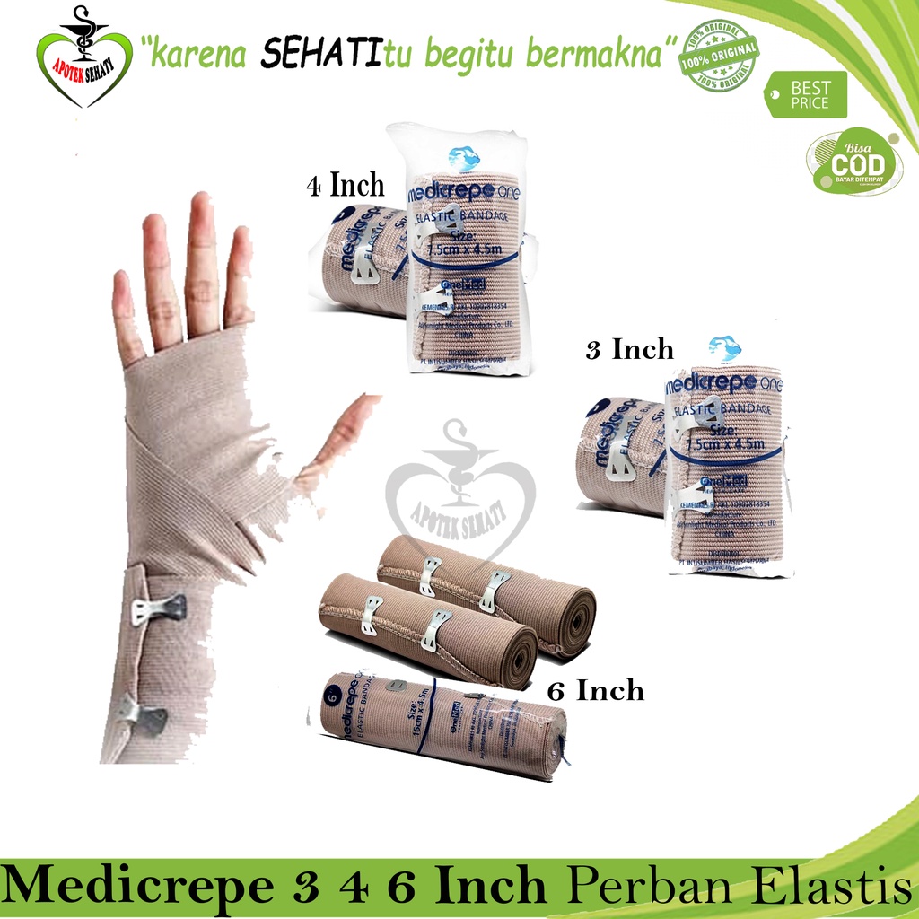 Medicrepe 3 4 6 Inch Onemed Perban Verban Elastis Pembalut Luka Patah Tulang