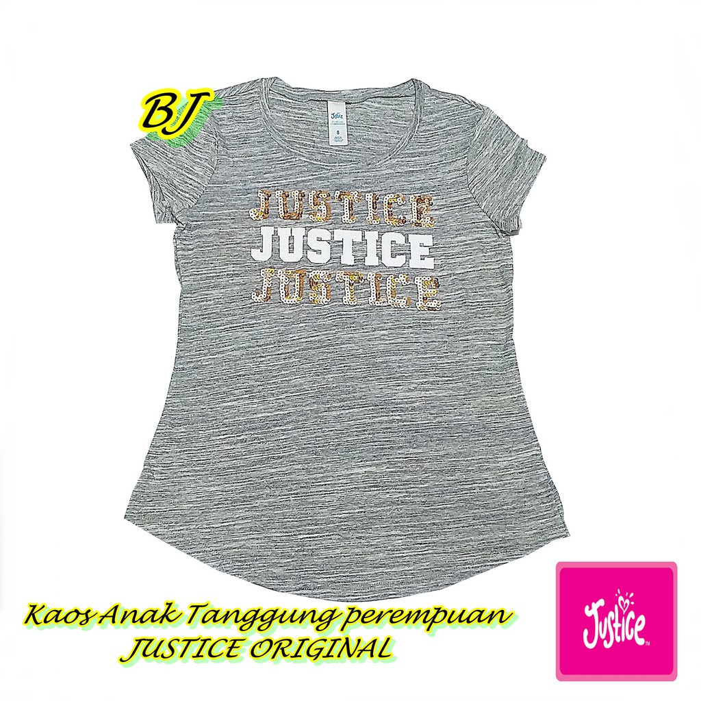  Kaos  Anak  tanggung  perempuan  JUSTICE ABU original murah 