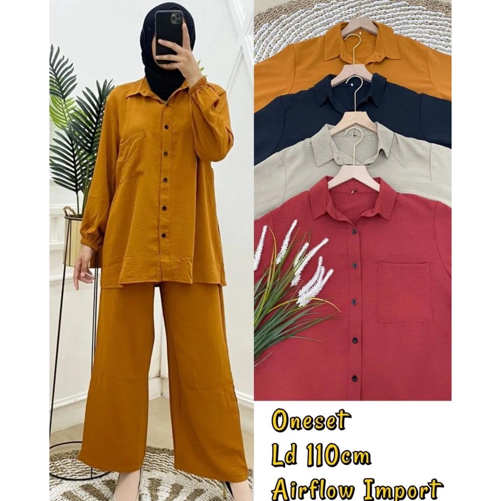 NEW ONE SET CRINCKLE BASIC KEMEJA TIARA / SET CRINCKLE AIRFLOW