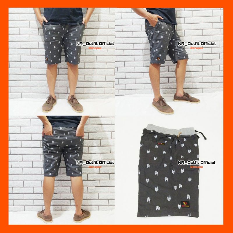 Celana Chino Pendek Rip Motif Pria Top Grade Pinggang Karet Street Surfing Stretch Santai Big Size