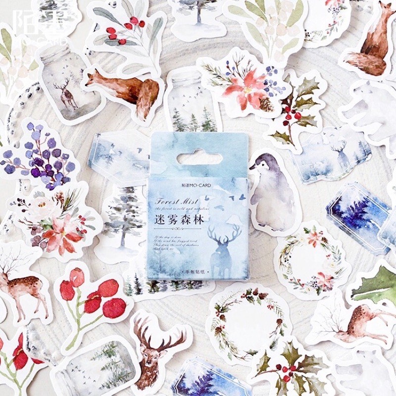 

[STATIONARY] STICKER BOX MOTIF “SNOWY HEAVEN” DIY SCRAPBOOK ISI 45 PCS