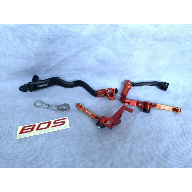 pedal rem scarlet Klx 150 set operan gigi plus handel lipat Scarlet Cnc kawasaki Klx150/Seat Klx
