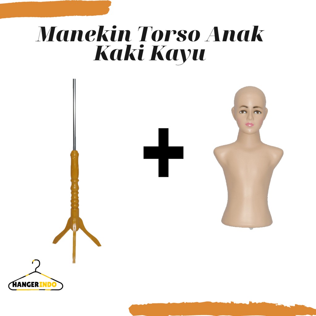 Manekin Anak Kepala Botak Kaki Kayu | Manekin Anak | Patung Display