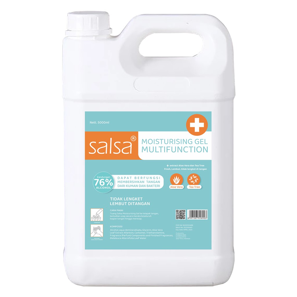 

SALSA PELEMBAB/PEMBERSIH TANGAN MULTIFUNGSI GEL 5 LITER ALKOHOL 76%