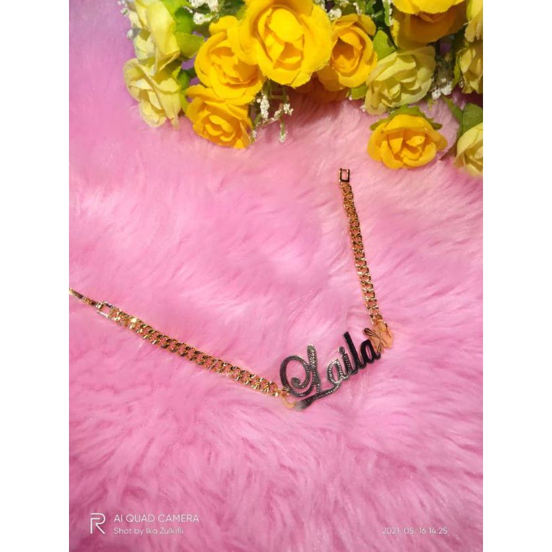 Gelang Rantai.. Lapis emas Ukir nama