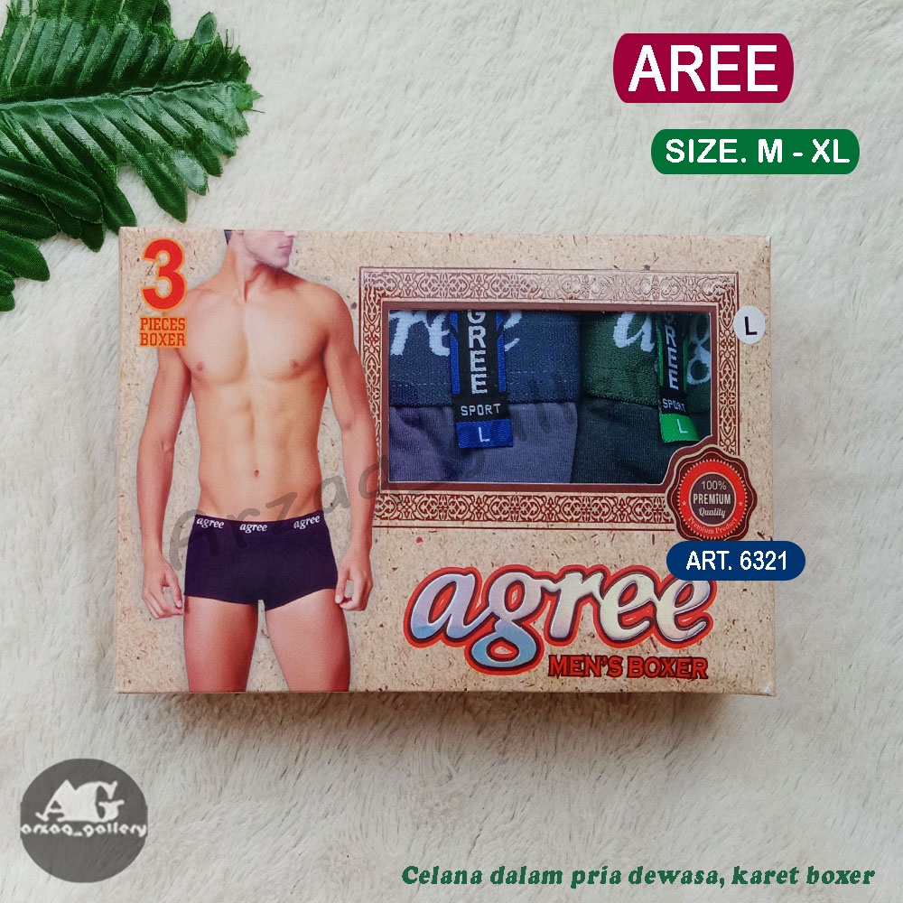 [ 3pc ] CD BOXER Agree Polos 6321 | Celana Dalam Pria Comfort Box Coklat