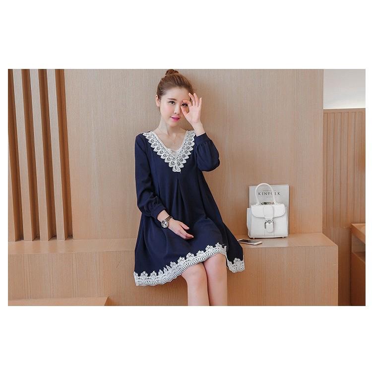 Dress Model V Neck Longgar Lengan Panjang Ada Ukuran Besar Dress Model V Neck Longgar Lengan Panjang Ada Ukuran Besar