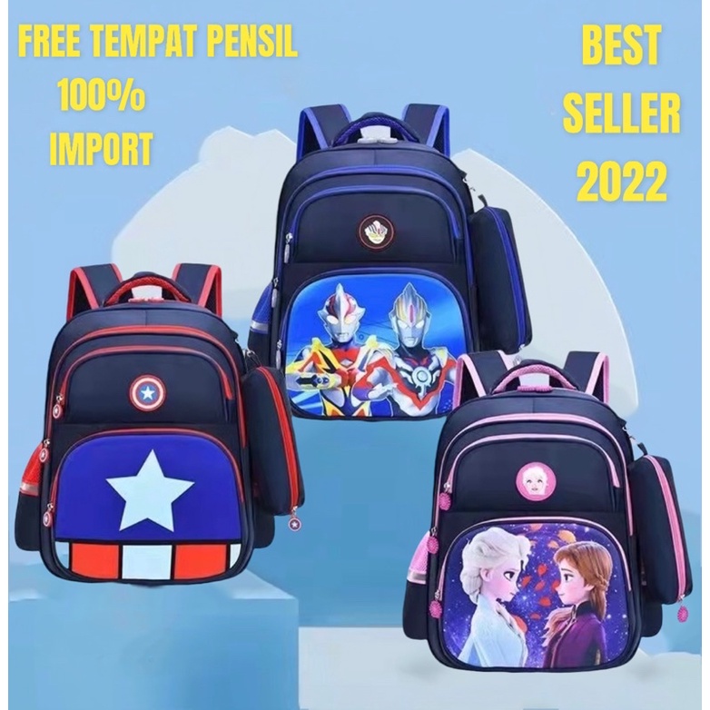 SMARTGIRL NEW TAS RANSEL ANAK SEKOLAH CEWEK COWOK IMPORT UNTUK ANAK TK/SD 00290-00295/00390-00392