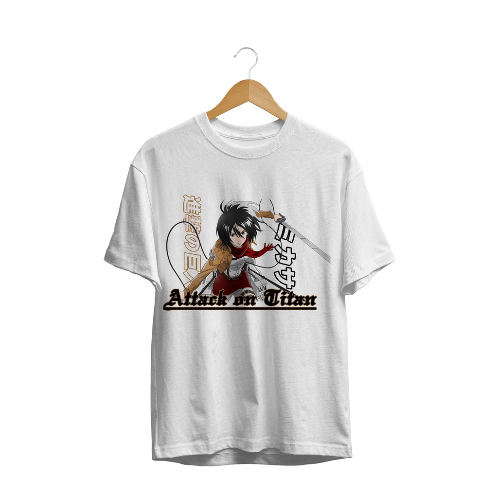 T-SHIRT KAOS DISTRO ANIME ACKERMAN FIGHTER MIKASA SHINGEKI NO KYOJIN AOT PREMIUM