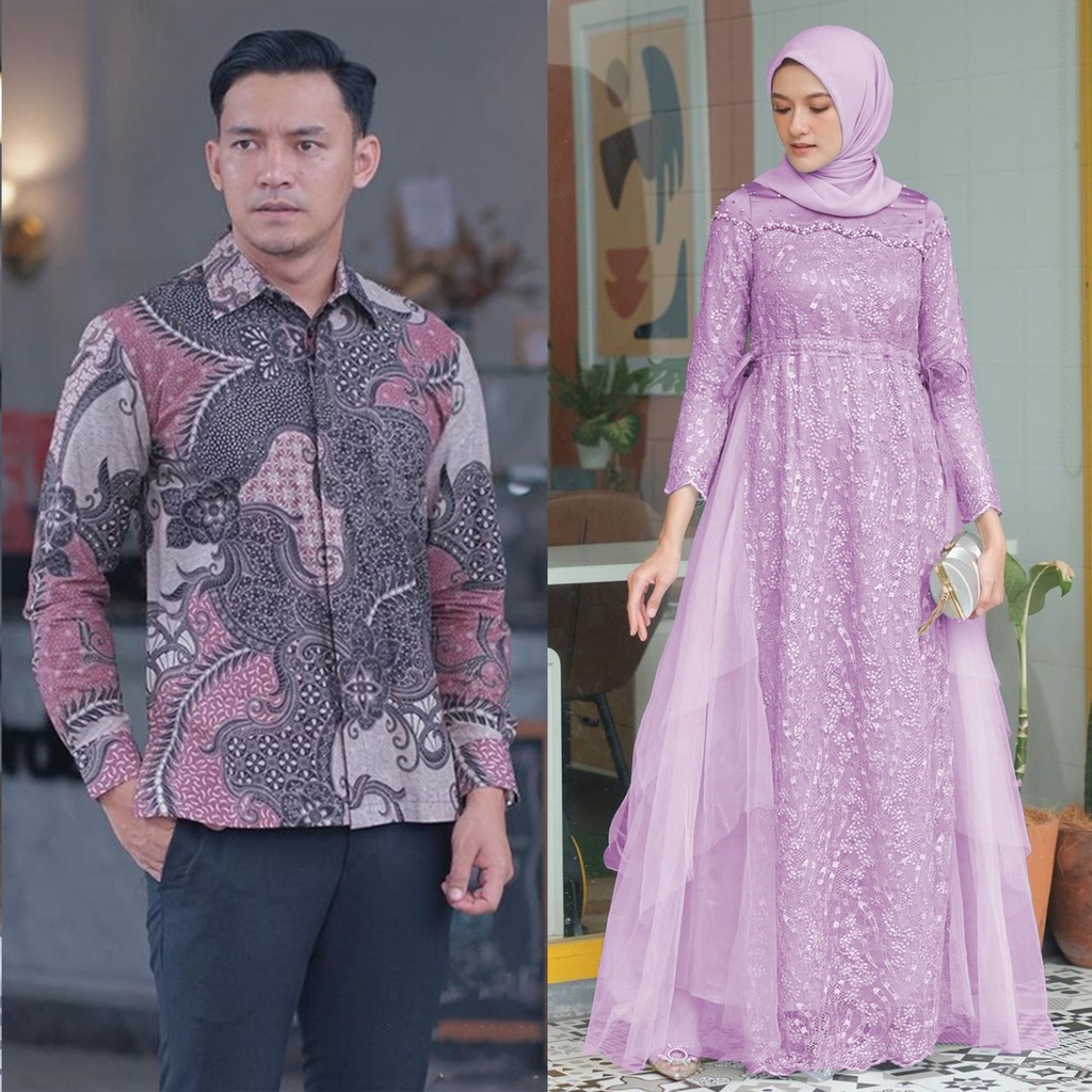 PRODUK TERBARU - SPESIAL LEBARAN Couple Gamis Maxi Dress Aurel New - Maxi Dress Brokat Outfit Kondangan Kekinian - GAMIS PESTA MODERN