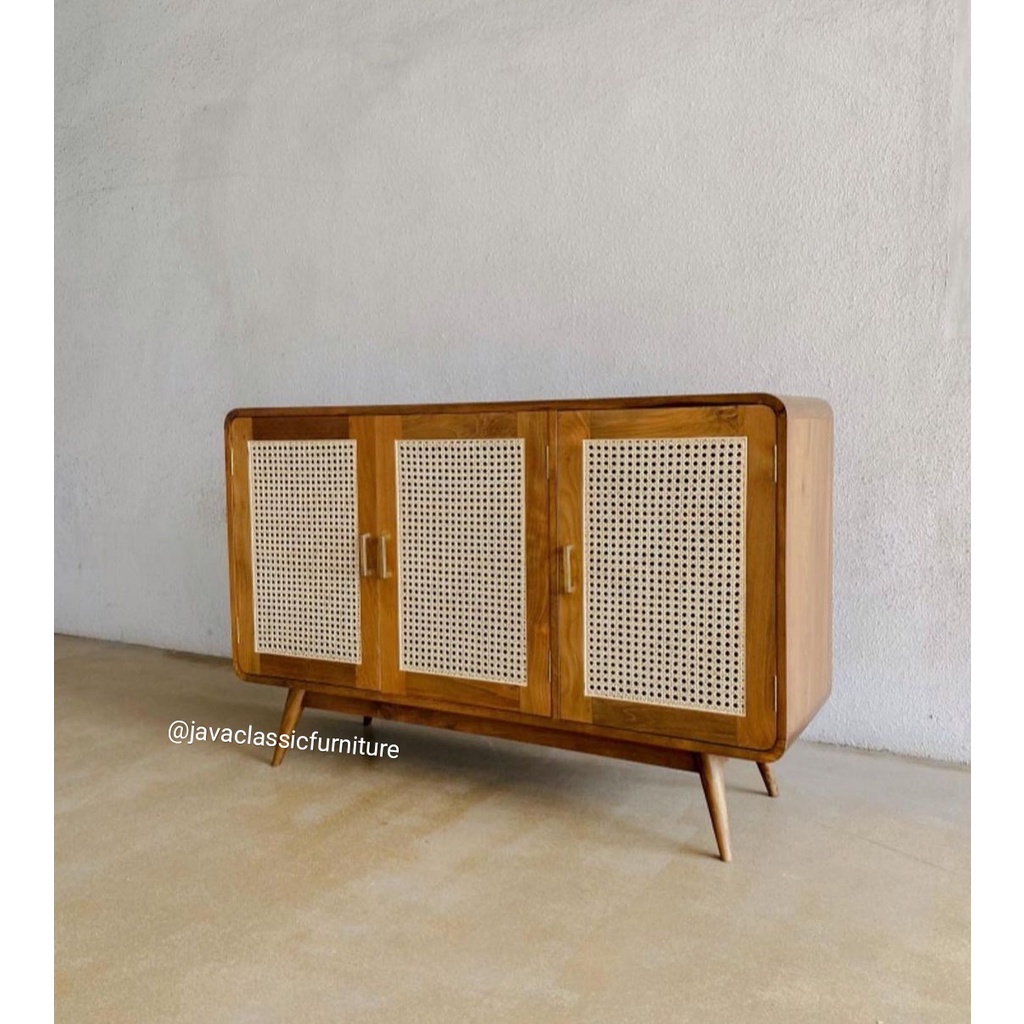 BUFET TV RETRO ROTAN / BUFET VINTAGE RATTAN / NAKAS MINIMALIS JATI FURNITURE JEPARA-3