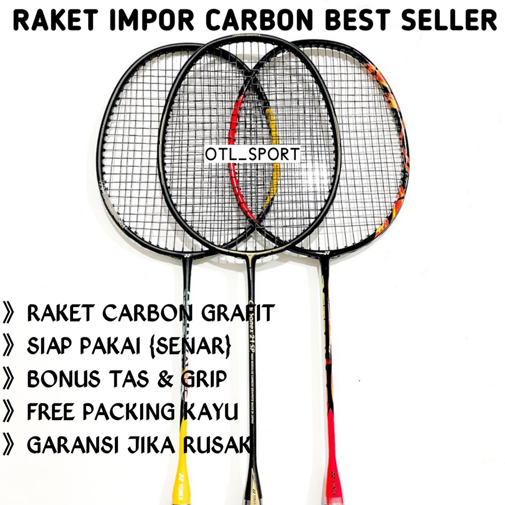 Raket Bulutangkis imfort Raket Badminton Carbonex Bonus Tas Dan Grip