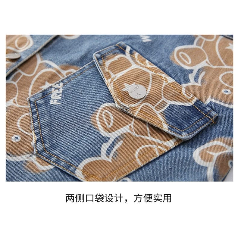 Promo !! Jacket anaka cewek - jacket freedom bear jeans import ukuran 7bln-9bln  (WARNA : Biru)