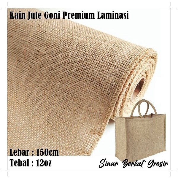 Kain Goni - Kain Natural Jute Goni Premium Laminasi Anti Air Lebar 150Cm 400Gsm