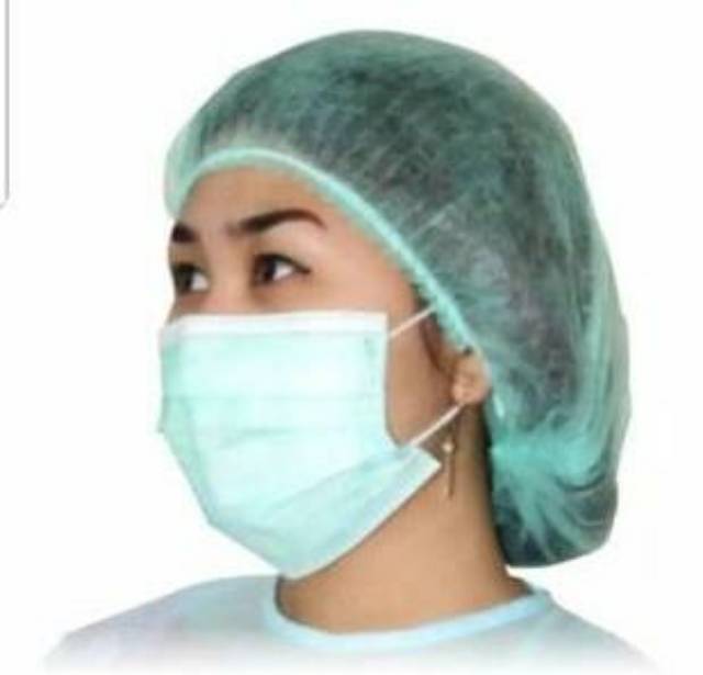 Disposable Hairnet Penutup Kepala Shower Cap Non Moven Nurse Cap