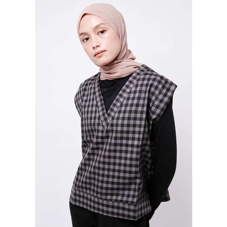 Baju Kemeja Rompi Vest Wanita Kekinian Korea Flanel Motif Nade Japan FTA73 Rompi Outer Wanita Vest L