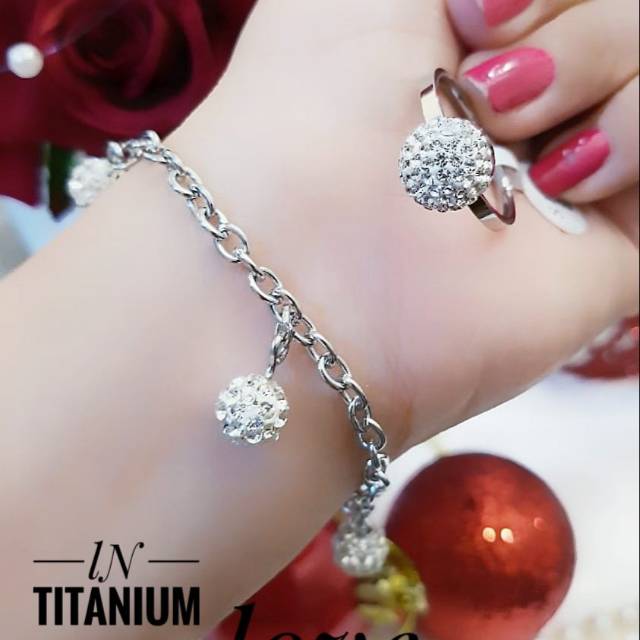 Titanium gelang dan cincin 1428k