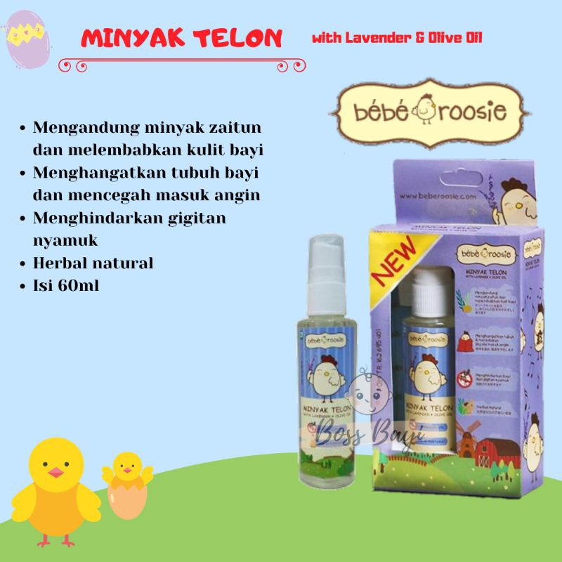 Minyak Telon Bebe Roosie Telon Oil Lavender 60ml (spray)