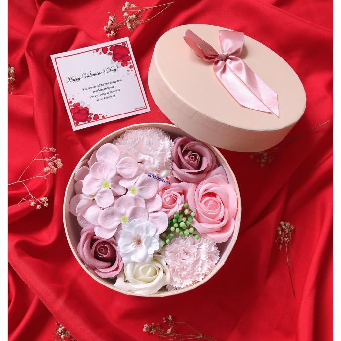 

16CM ROUND SOAP FLOWER BOX BUNGA KADO VALENTINE (FREE MESSAGE CARD) DG654EAFVD