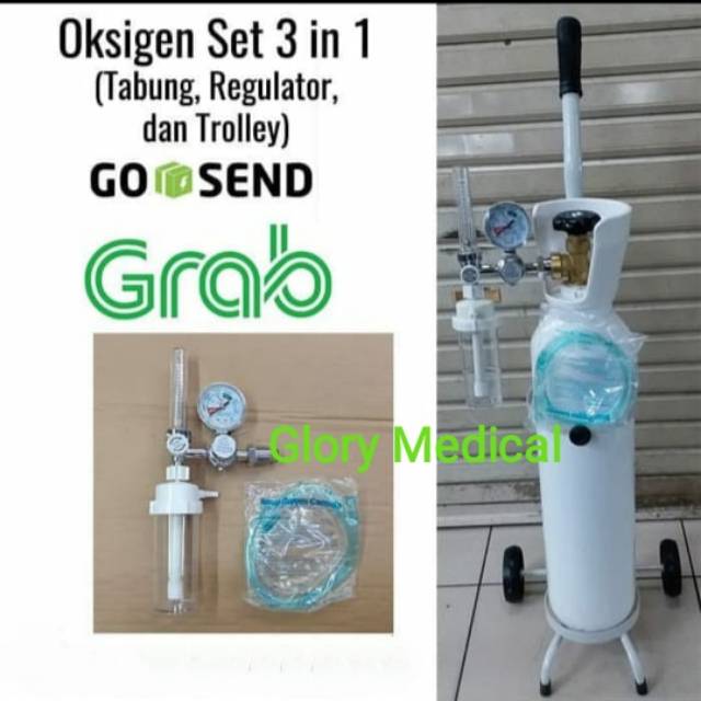  Tabung  Oksigen Set 1M3 Siap Pakai oksigen 1 m isi troly 