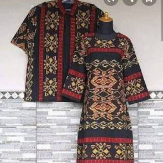 Cople baju tenun set motif kepiting