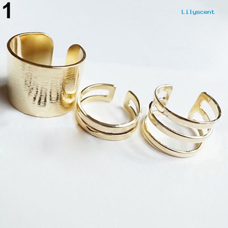 Ls 3pcs / Set Cincin Knuckle Midi Model Terbuka Untuk Hadiah Natal Charms