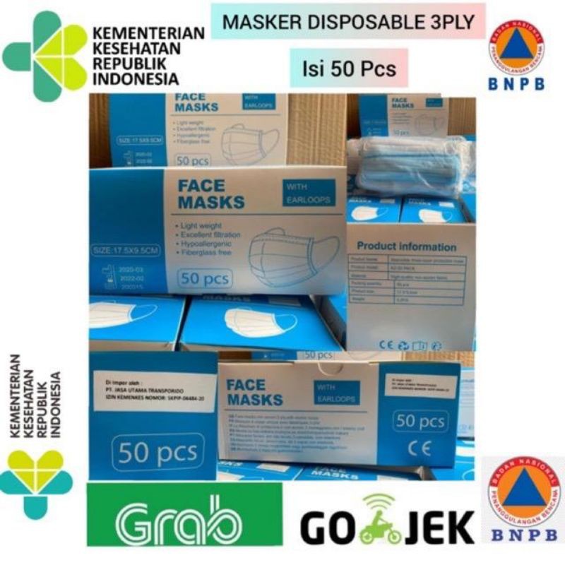 Masker bnpb 3ply isi 50