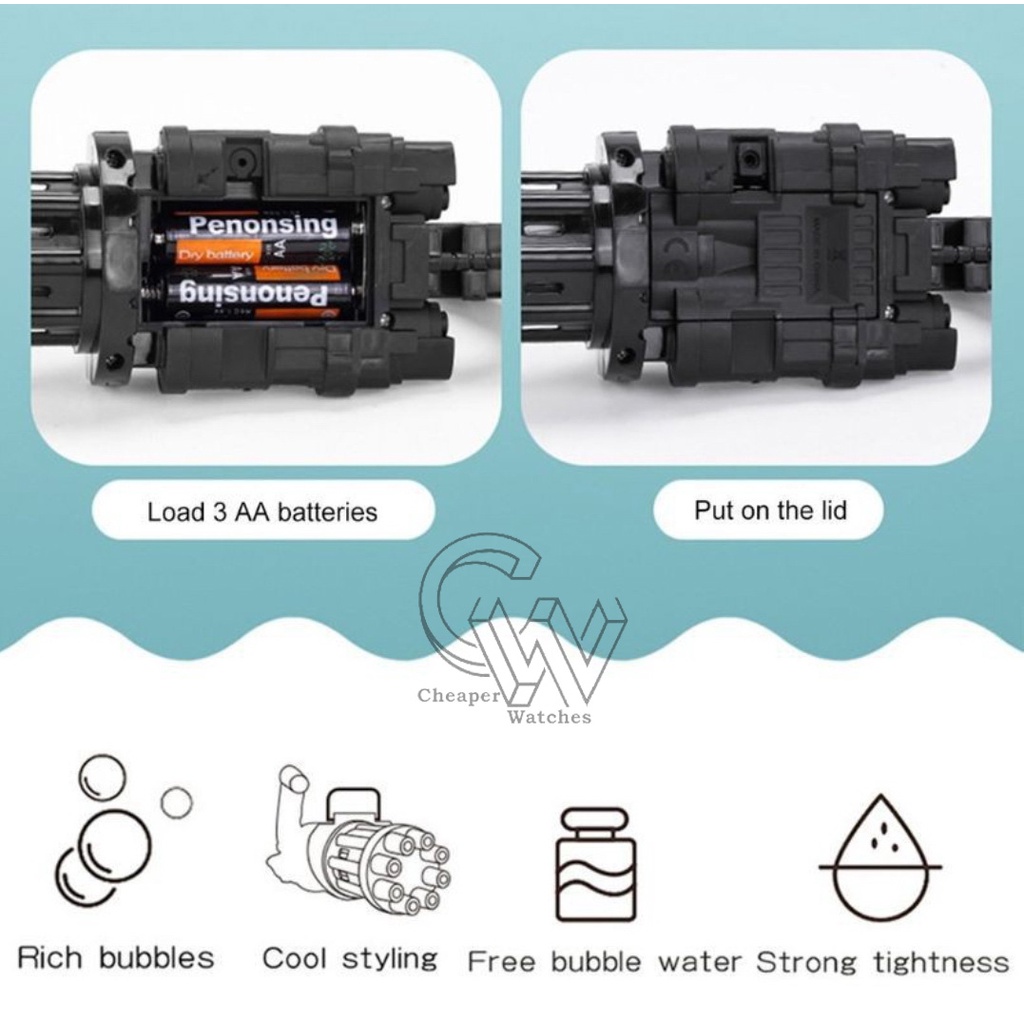 Cheaper-Bubble Gun Gatling Mainan Pistol Elektrik Tembakan Gelembung Bubble Terkini Termurah
