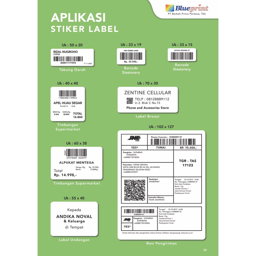 Direct Thermal Sticker , Kertas Label Stiker BLUEPRINT 50 x 20 , 50x20 mm Isi 1000 - 1 Roll-3