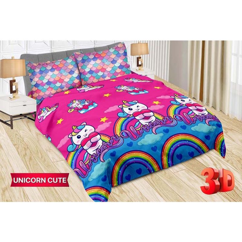 Sprei bonita unicron King 180x200/seprei bonita motif unicorn/sprei bonita kuda pony/sprei karakter 