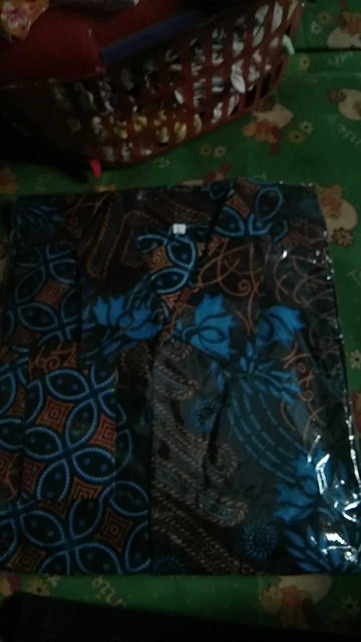 Kemeja Batik Pria Lengan Panjang Size M L Xl Xxl  Bswart Batik Hrb026 Kenongo Hem Panjang Padi