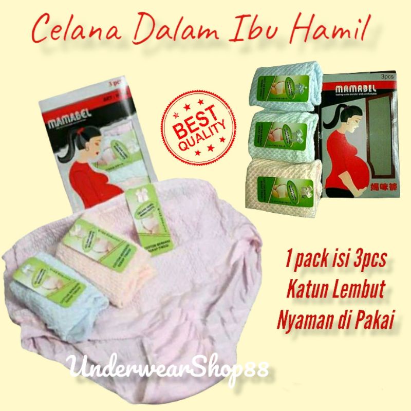 Celana Dalam Ibu Hamil Katun/Celana Dalam Ibu Hamil Mamabel/Bahan Katun Lembut/1 Pack isi 3pcs