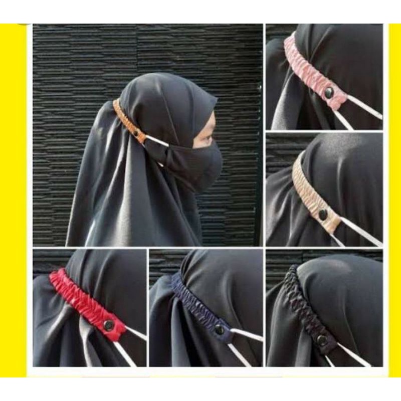 tali masker kancing polkadot