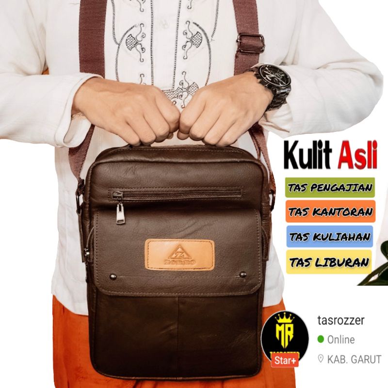 Tas pengajian kulit asli muat kitab besar | Tas santri | Tas kuliah &amp; kantor