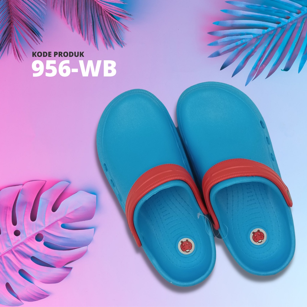 Sandal Baim Sendal Kodok Sandal Slop Sandal Rumah Sandal Perawat Pria Wanita Anti Slip Anti Air Lentur-Biru Muda