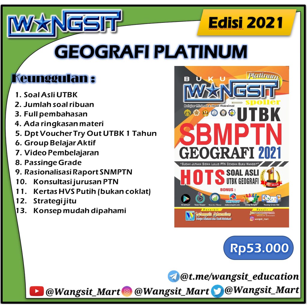 Buku Wangsit Spoiler Utbk Sbmptn 2021 Geografi Platinum Shopee Indonesia