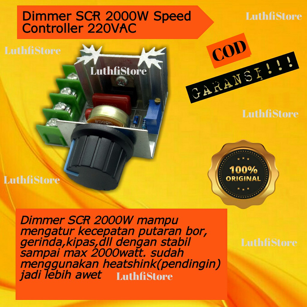 Dimmer SCR 2000W Motor Speed Controller 220V AC PWM Regulator Pengatur Kecepatan Motor