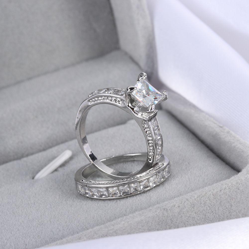 Suyo 2-in-1 Set Cincin Baru Wanita Hadiah Anniversary Perhiasan Pernikahan